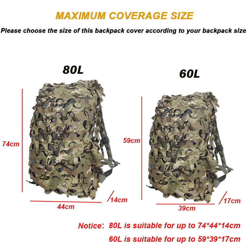 3D Camo Net Backpack Cover - Laser Cut Camouflage for 60L & 80L Packs - Premium backpack cover from Lizard Vigilante - Just $19.99! Shop now at Lizard Vigilante