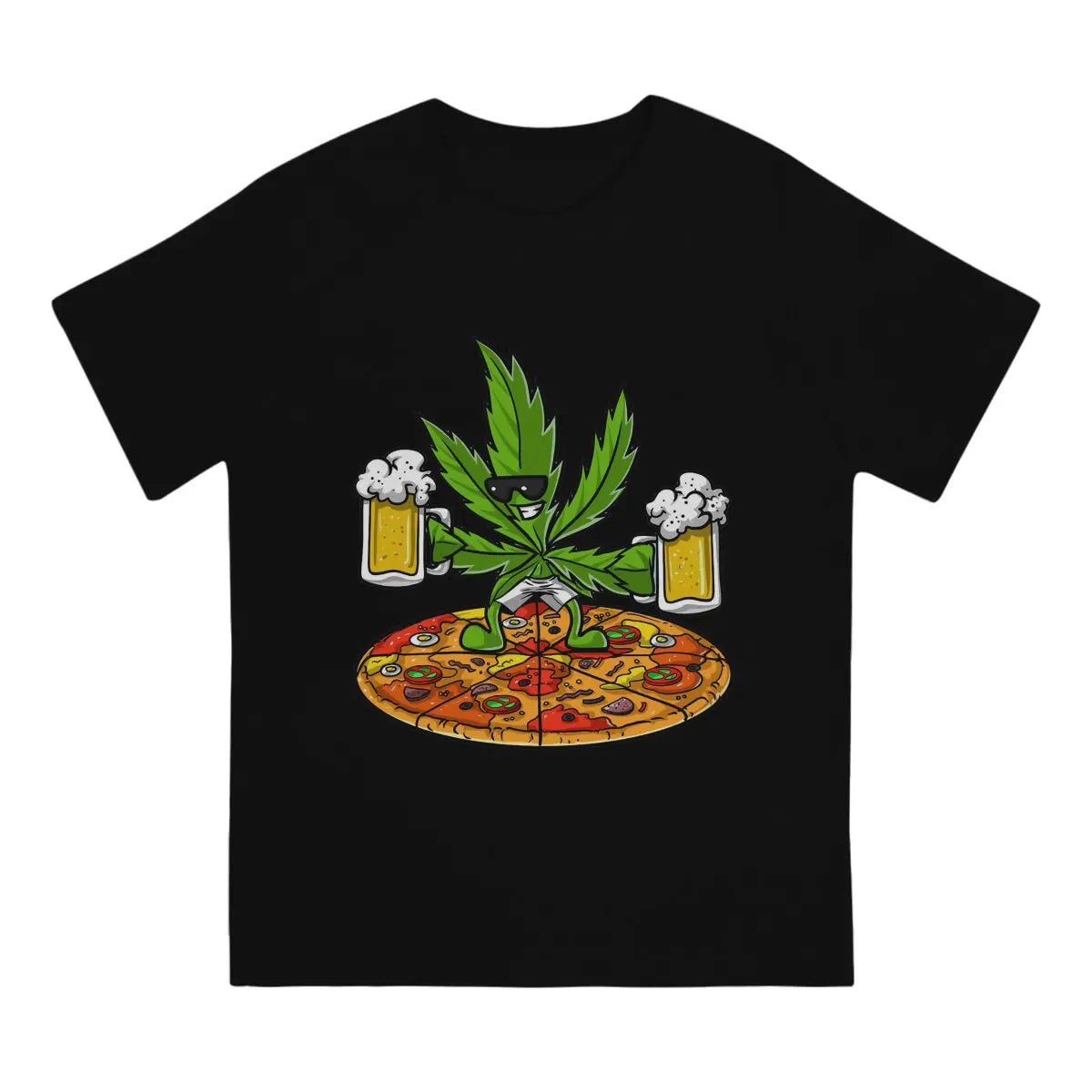 Pizza Lover Beer Party Weed 420 Smoking T-Shirt – Casual O-Neck Polyester T-Shirt for Men - Premium T-Shirt from Lizard Vigilante - Just $23.88! Shop now at Lizard Vigilante