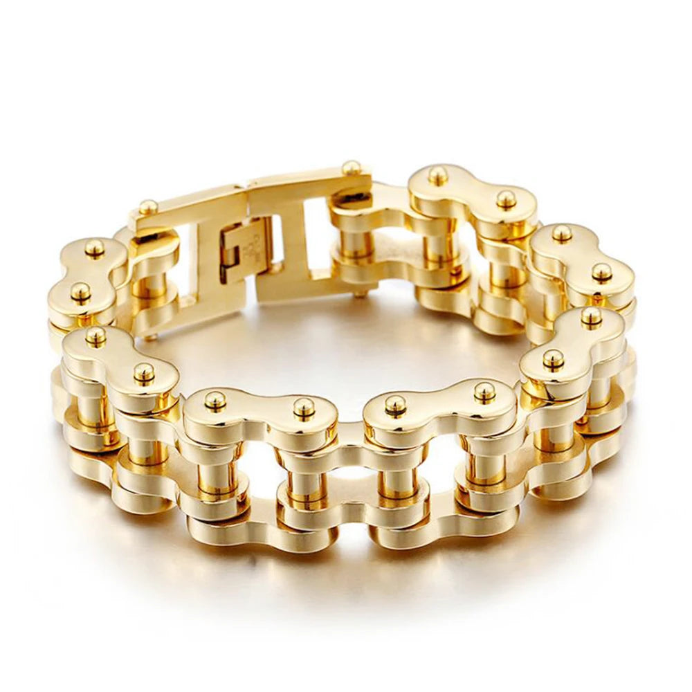 Titanium Riot Chain Biker Bracelet — Rainbow & Blue Heavy Punk Edition