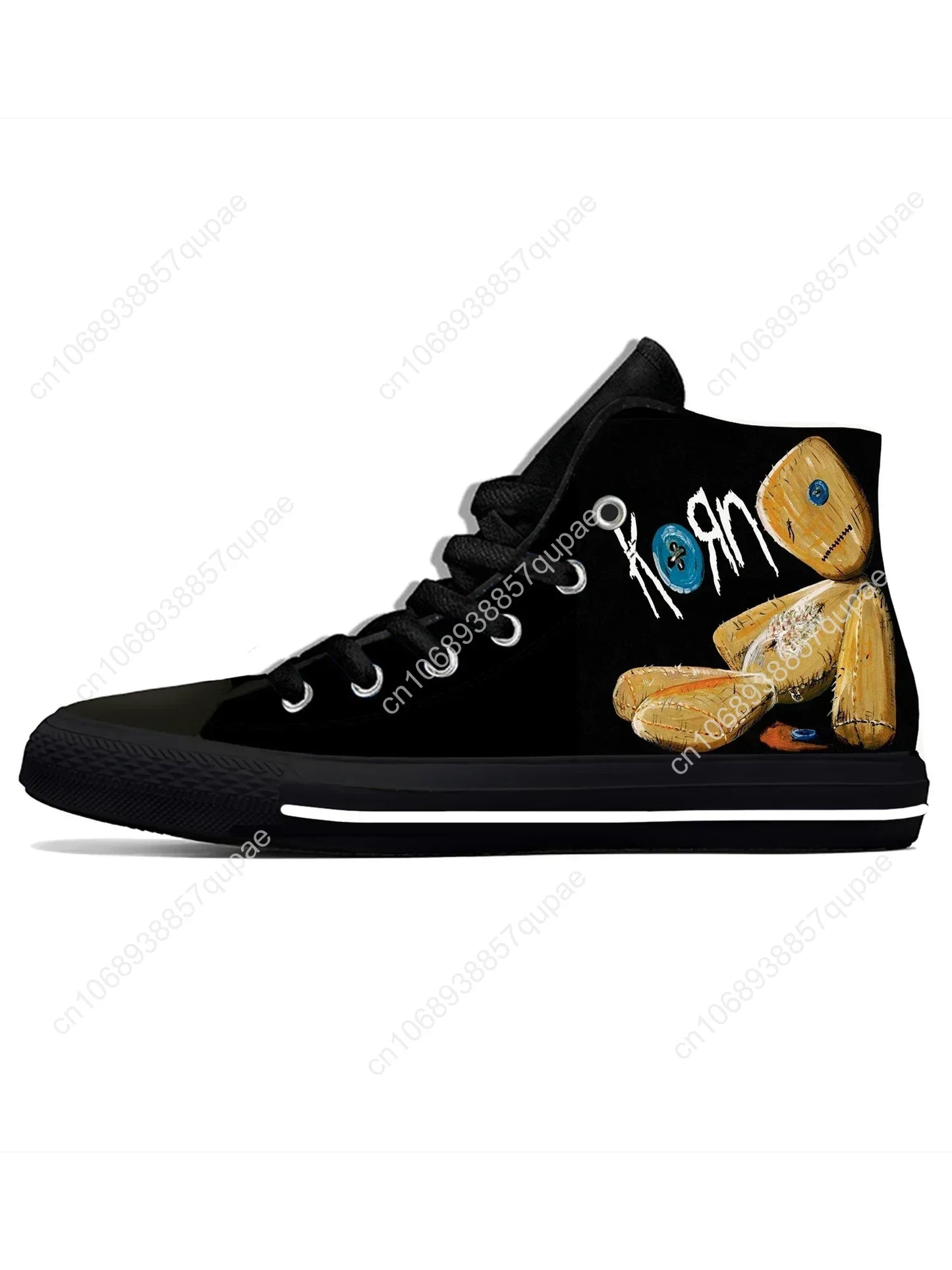 Korn Rock Band High-Top Sneakers – 3D Printed Lightweight Canvas Shoes - Premium shoe from Lizard Vigilante - Just $43.88! Shop now at Lizard Vigilante