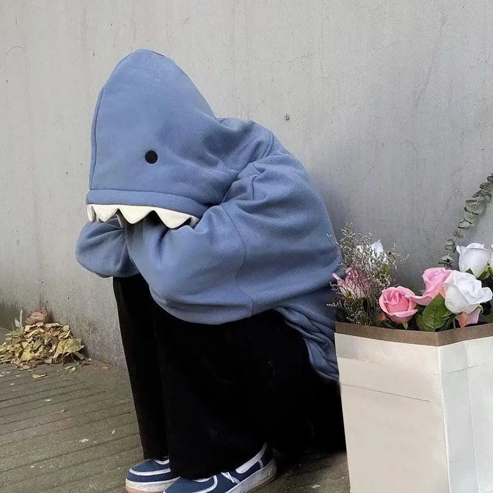 Shark Sweatshirt for Kids and Teens - Blue Hoodies, Long Sleeve Shark Shape Pullover, Fun Animal Cartoon Couple Hoodie - Premium sweatshirt hoodie from Lizard Vigilante - Just $33.88! Shop now at Lizard Vigilante