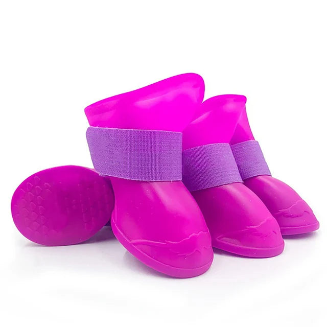 4Pcs Waterproof Anti-Slip Rubber Boots for Dogs & Cats - Pet Rain Shoes for Small, Medium, and Large Pets - Premium pet boots from Lizard Vigilante - Just $15.99! Shop now at Lizard Vigilante