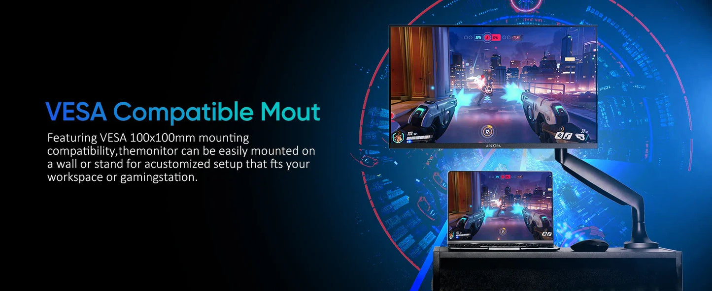New ARZOPA 27inch 180Hz 2K FastIPS QHD PC Monitor 1ms FreeSync Gaming monitor,M1RC