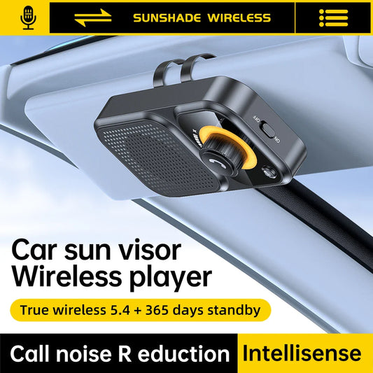 Bluetooth 5.4 Speaker Handsfree Car Kit Sun Visor Clip Wireless Audio Receiver Speakerphone Wireless Stereo MP3 Music Player