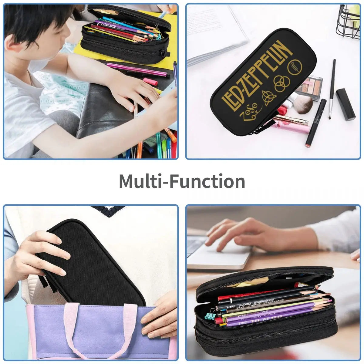 Led Zeppelin Pencil Case Large-capacity Heavy Metal Music Band Office Accessories Double Layer Pencil Case Stationery - Premium pencil case from Lizard Vigilante - Just $19.99! Shop now at Lizard Vigilante