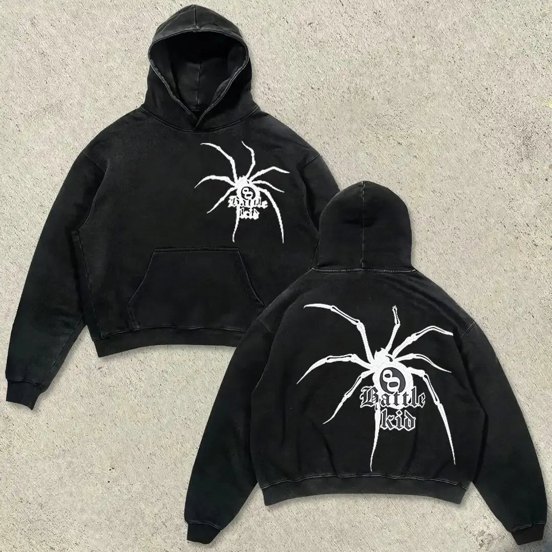 2024 Women’s Skull Print Oversized Hoodie – Y2K Goth Streetwear Zip-Up for Fall Winter - Premium Hoodie from Lizard Vigilante - Just $44.88! Shop now at Lizard Vigilante