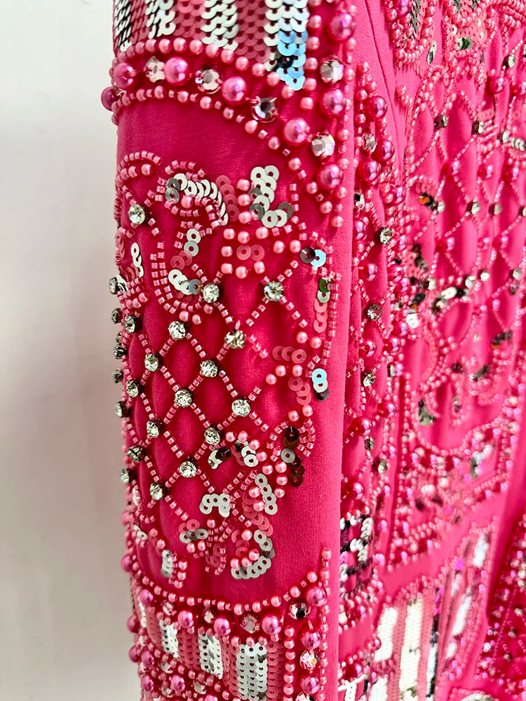 O’ZACKET Midnight Voltage: Luxe Pearl & Sequin Power Dress