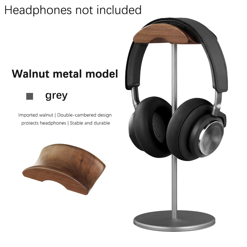 KOQZM Black Walnut Wood & Aluminum Alloy Headphone Stand – Gaming Headset Holder with Solid Metal Base for Desk Display - Premium headphone stand from Lizard Vigilante - Just $22.99! Shop now at Lizard Vigilante