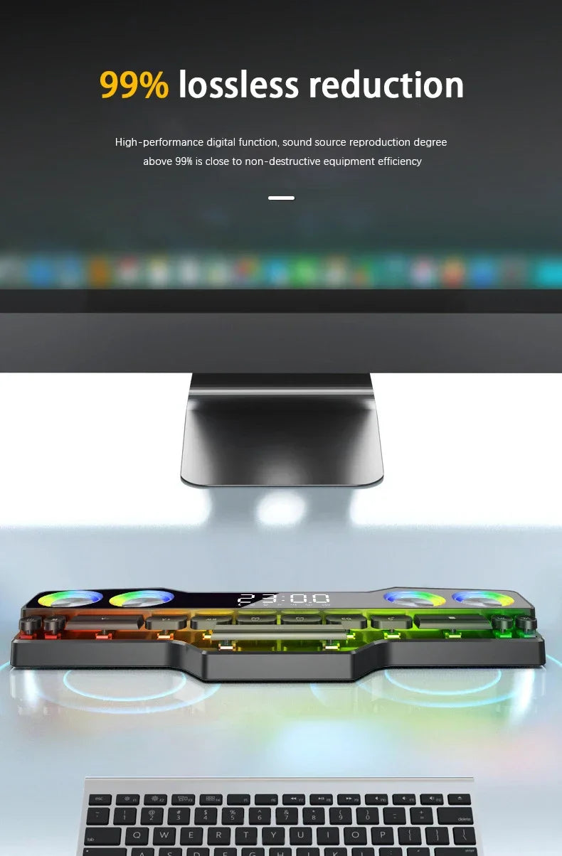 Wireless Bluetooth Game Speaker Soundbar USB 3D Stereo Subwoofer FM Home Clock Indoor Sound Bar Computer Loudspeaker Hot Sale