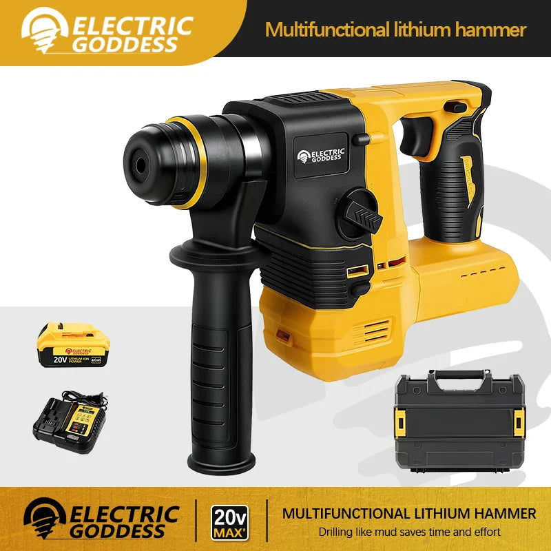 Electric Goddess 20V Cordless Brushless Impact Hammer Drill – Multifunctional, Rechargeable Power Tool for Dewalt Batteries – Drill, Hammer, and Pick Action with Adjustable Modes - Premium  from dsers - Just $161.08! Shop now at Lizard Vigilante