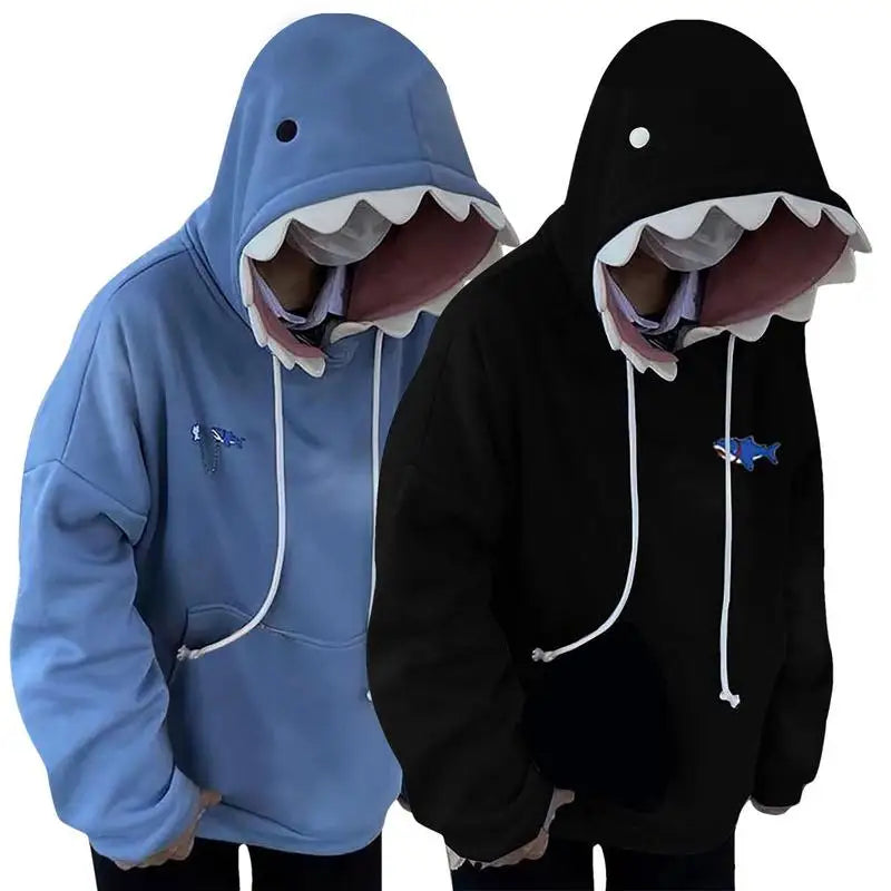 Shark Sweatshirt for Kids and Teens - Blue Hoodies, Long Sleeve Shark Shape Pullover, Fun Animal Cartoon Couple Hoodie - Premium sweatshirt hoodie from Lizard Vigilante - Just $33.88! Shop now at Lizard Vigilante