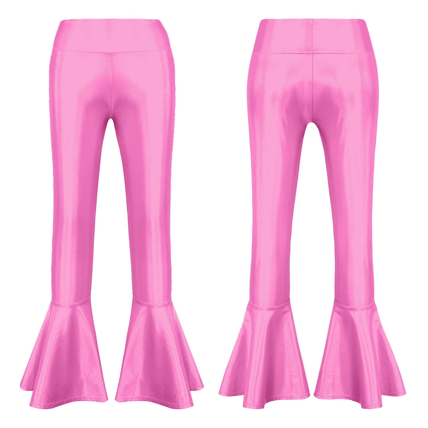 Metallic Flared Long Pants Kids Girls Shiny High Waist Ruffle Bell-bottom Pants Modern Jazz Disco Stage Performance Trousers - Premium pants from Lizard Vigilante - Just $24.99! Shop now at Lizard Vigilante