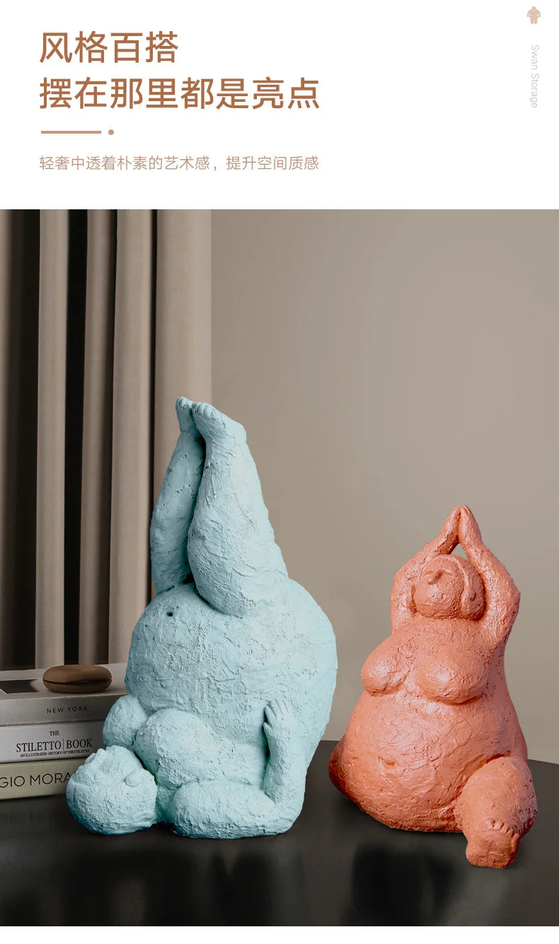 Abstract Body Sculpture Resin Handicraft Fat Woman Yoga Statue Irregular Hand-made Clay Sculptures Home Decoration Accessories