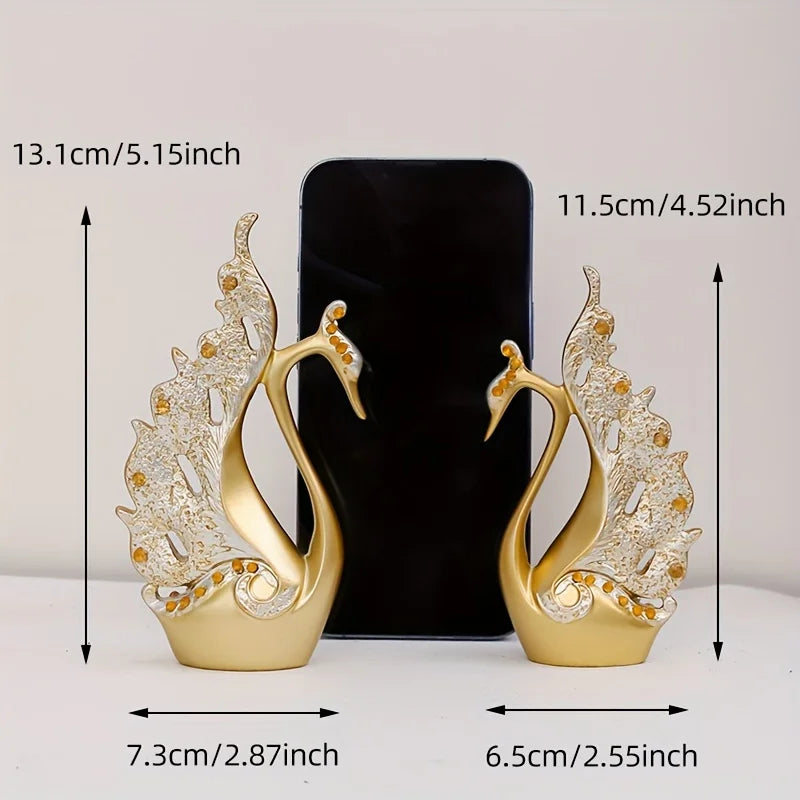 2 pieces/set of modern swan high-end crafts statue decoration, living room wine cabinet, Christmas decorations