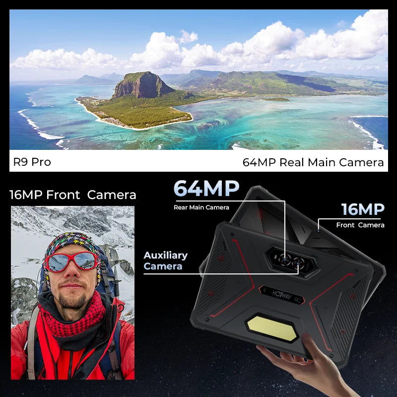 HOTWAV R9 Pro Rugged Tablet 11'' FHD+ 2K Display 20080mAh Massive Battery Pad Android 14 6GB 256GB Camera Global 4G Tablet PC