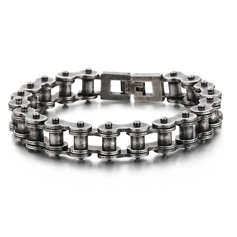Titanium Riot Chain Biker Bracelet — Rainbow & Blue Heavy Punk Edition