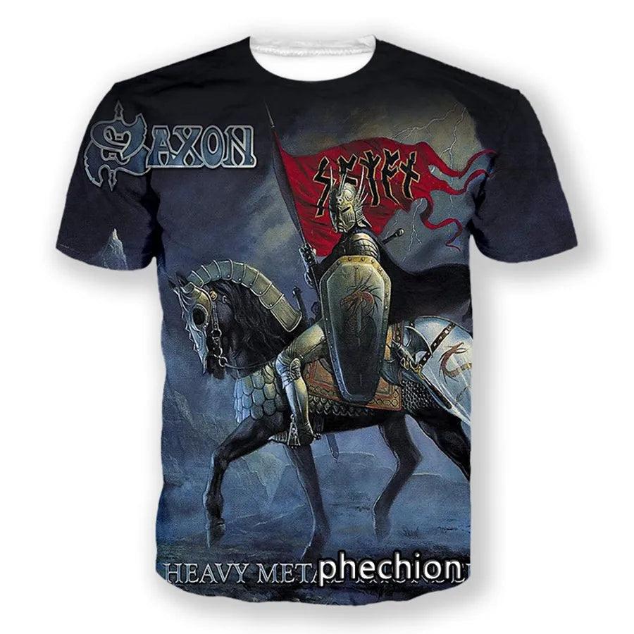 Saxon Band 3D Print Men T Shirt Heavy Metal Rock Group Women Tshirt Unisex Clothing Top - Lizard Vigilante