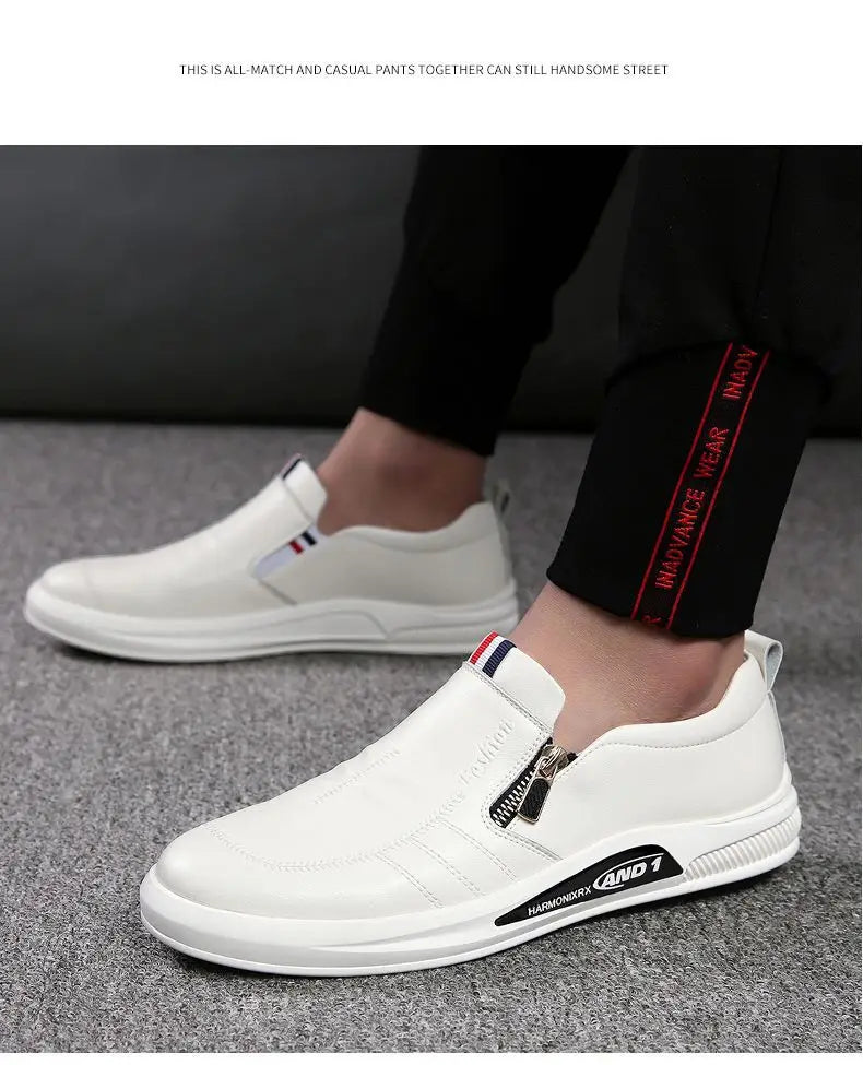 Leather shoes for men in spring new Korean casual leather shoes small white shoes fashionable and trendy breathable driving shoe - Premium  from Lizard Vigilante - Just $22.99! Shop now at Lizard Vigilante