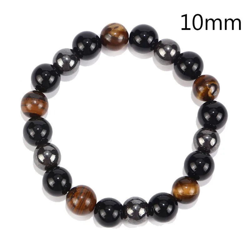 Power Up Your Life: Natural Tiger Eye, Hematite, & Obsidian Magnetic Bracelet - Premium obsidian bracelet from Lizard Vigilante - Just $22.99! Shop now at Lizard Vigilante