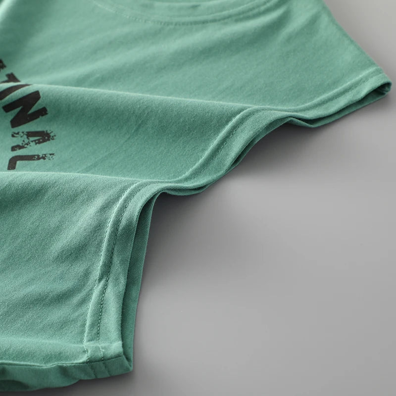 2025 Summer American Retro Sleeveless O-Neck Letter Print T-Shirt – 100% Cotton Men’s Basketball Sports Casual Vest - Premium tee from dsers - Just $30.99! Shop now at Lizard Vigilante