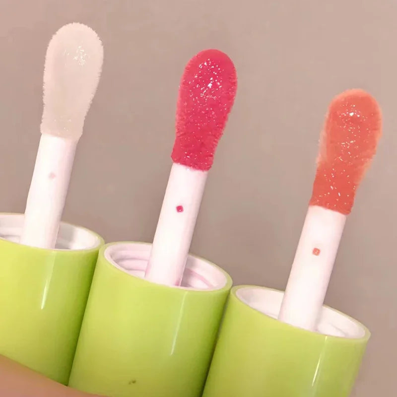 Glitter Lip Gloss Lip Plumper Moisturizing Makeup Nutritious Liquid Lipstick Transparent Cherry Mineral Non-stick Cup Lip Oil