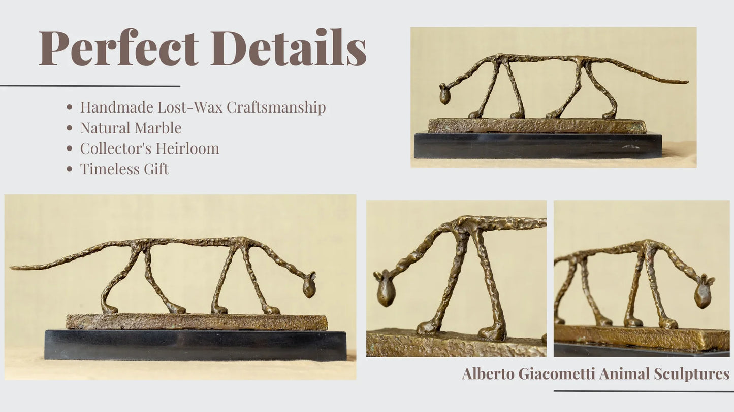 Bronze Cat Statue Abstract Cat Sculpture Classical Giacometti Art Reproduction Skeleton Animal Statue For Home Decor Collection