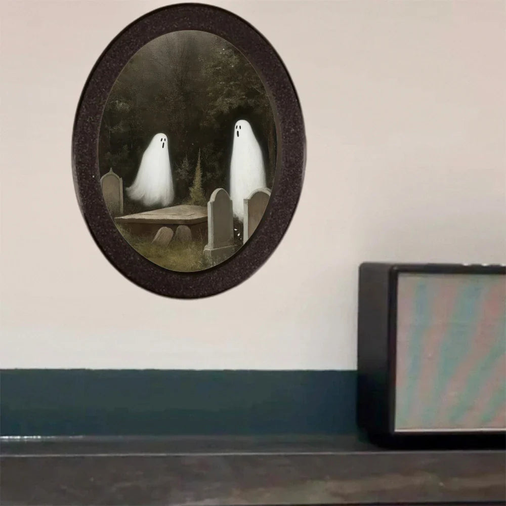 1 Piece of Halloween Mysterious-style Oval Decoration, Designed with Ghost Illustration, Suitable for Home Wall Display, Adding