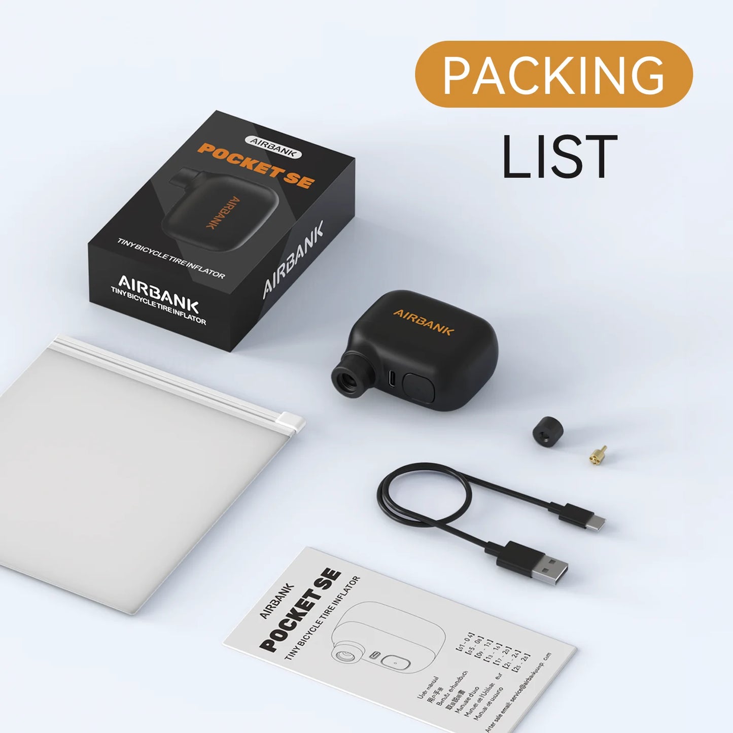 AIRBANK Pocket SE Mini Electric Pump – Ultra Compact Cordless Bike Compressor 2025 Fast Charge Edition