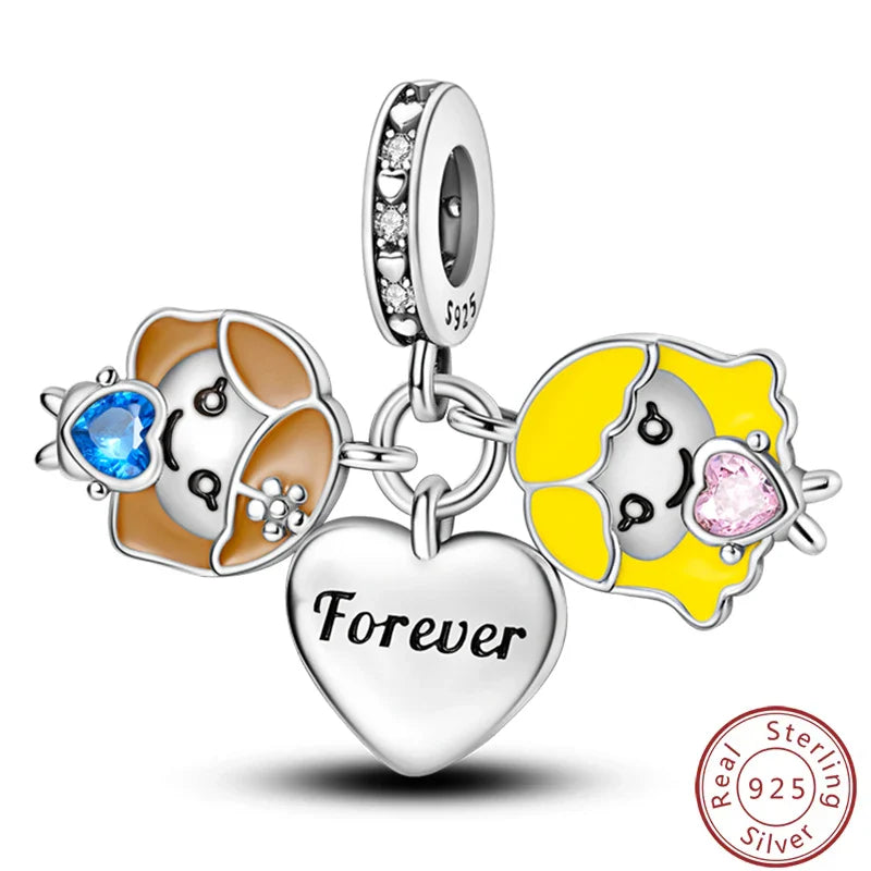 S925 Sterling Silver Princess Golf Hamster Camera Travel Three Piece Set Charms Beads 3mm DIY Fine Jewelry Making