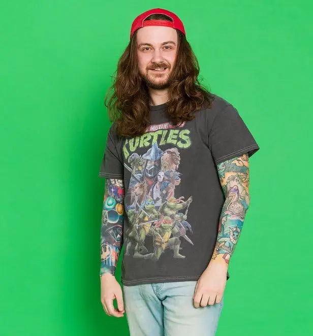 Teenage Mutant Ninja Turtles Retro Vintage Wash Charcoal T-Shirt – Classic Movie-Inspired Cotton Tee for Men - Premium tee from Lizard Vigilante - Just $24.88! Shop now at Lizard Vigilante