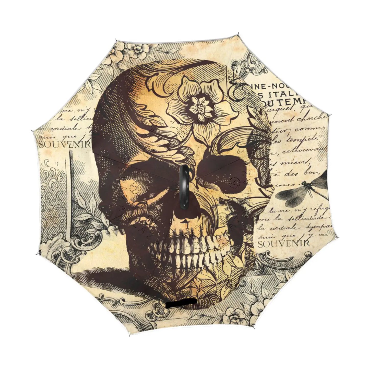 Vintage Tattoo Skull Double Layer Reverse Folding Windproof Umbrella – Large Self-Standing C Handle for Men, Outdoor & Car Use - Premium umbrella from Lizard Vigilante - Just $55.99! Shop now at Lizard Vigilante