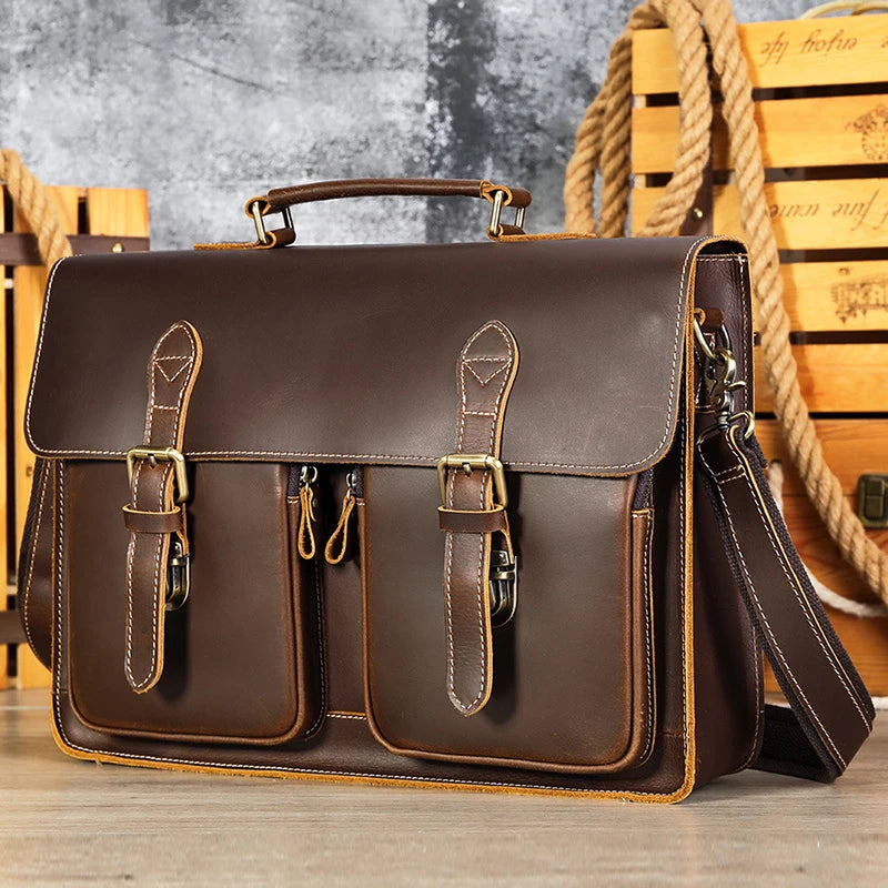 Vintage Leather Briefcase - Timeless Elegance and Durability - Premium handbag from Lizard Vigilante - Just $187.99! Shop now at Lizard Vigilante