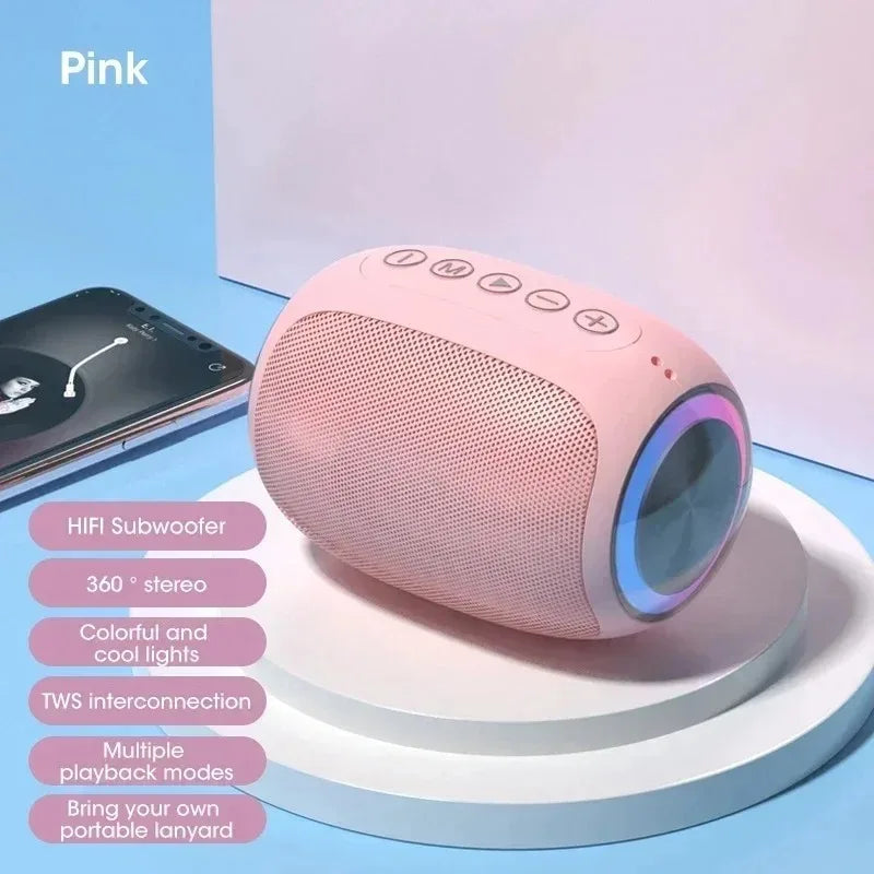 Speaker Bluetooth pink strong function portable Bluetooth speaker outdoor speaker waterproof 10W bass support TF card