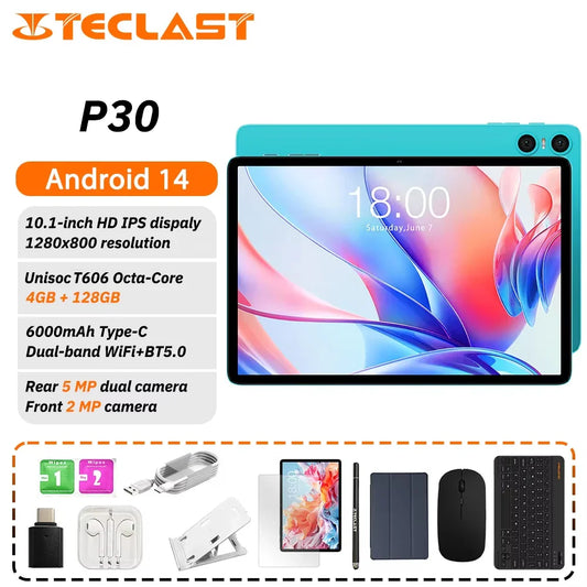Teclast P30 Tablet 10.1inch Unisoc T606 8-core/1280×800iPS/12GB (4GB+8GB) RAM128GB ROM/WIFI/BT5.0/6000mAh/Type-C/5MP+2MP Camera
