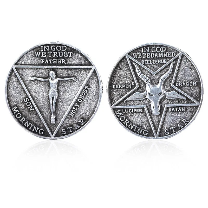 Lucifer Morningstar Commemorative Coin – Satanic Pentecost Cosplay Metal Badge for Halloween & TV Show Fans - Premium  from Lizard Vigilante - Just $16.66! Shop now at Lizard Vigilante