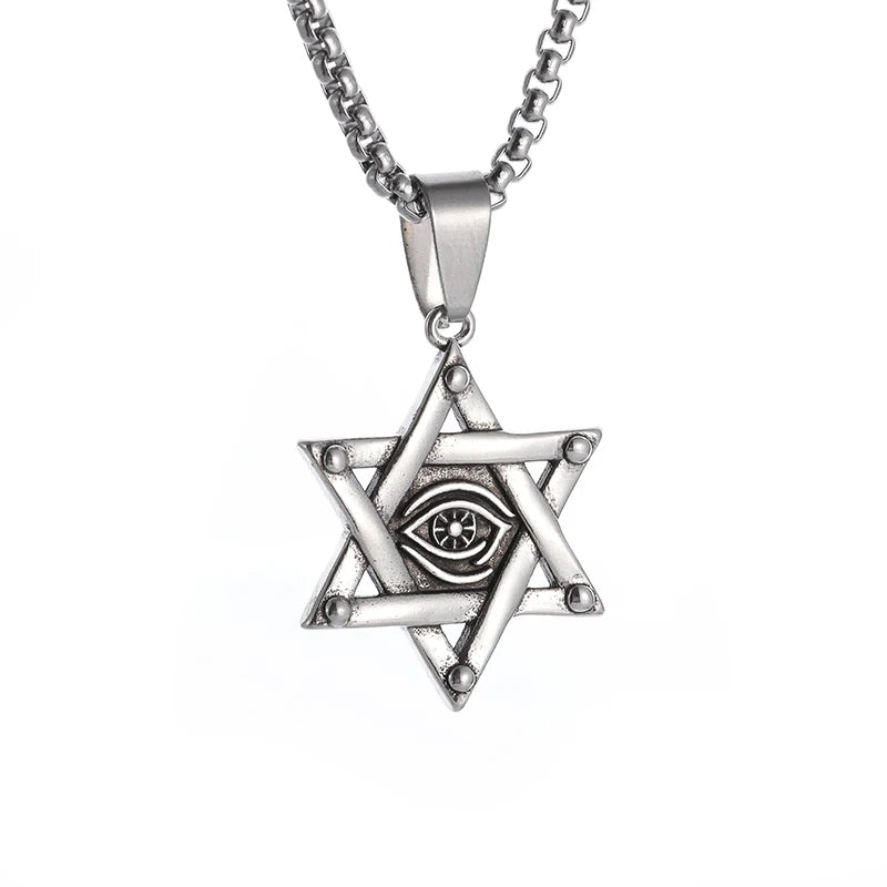 Retro Gothic Blue Evil Eye Protection Pendant Necklace for Men Boys Biker Amulets Punk Jewelry Gifts - Premium Jewelry from Lizard Vigilante - Just $3.99! Shop now at Lizard Vigilante