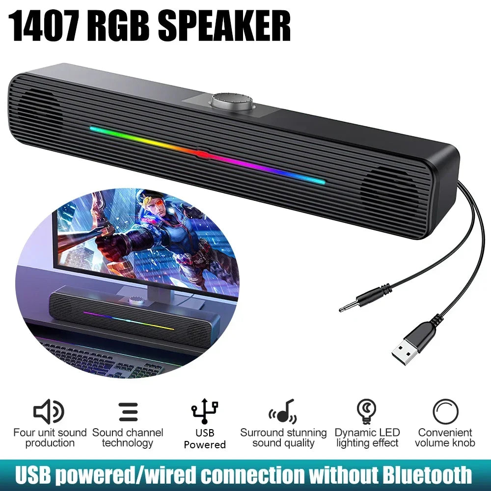 Wired Speaker Powerful Computer Speaker HIFI Stereo Soundbar AUX 3.5mm Jack Surround Audio Sound Box for PC Laptop Tablet Phone - Premium computer speaker from Lizard Vigilante - Just $37.99! Shop now at Lizard Vigilante