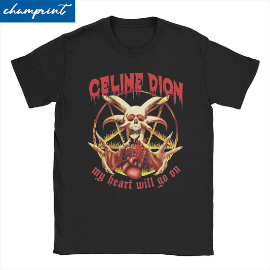 Celine Dion My Heart Will Go On Metal T Shirt Men Women's Cotton T-Shirts Crew Neck Titanic Rock Tees Short Sleeve Tops Big Size - Premium  from Lizard Vigilante - Just $23.99! Shop now at Lizard Vigilante