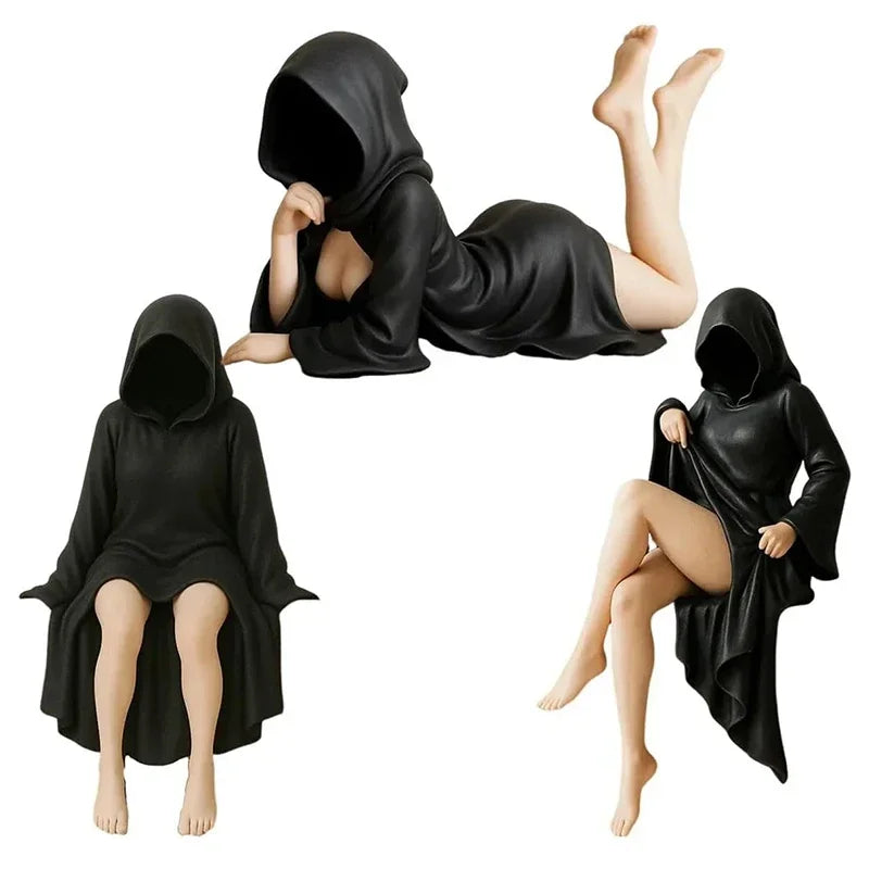 Masked Woman Statue Desk Ornament Statue of Mysterious Lady for Desktop Room Fireplace Entrance Ornaments Study Room Decoration