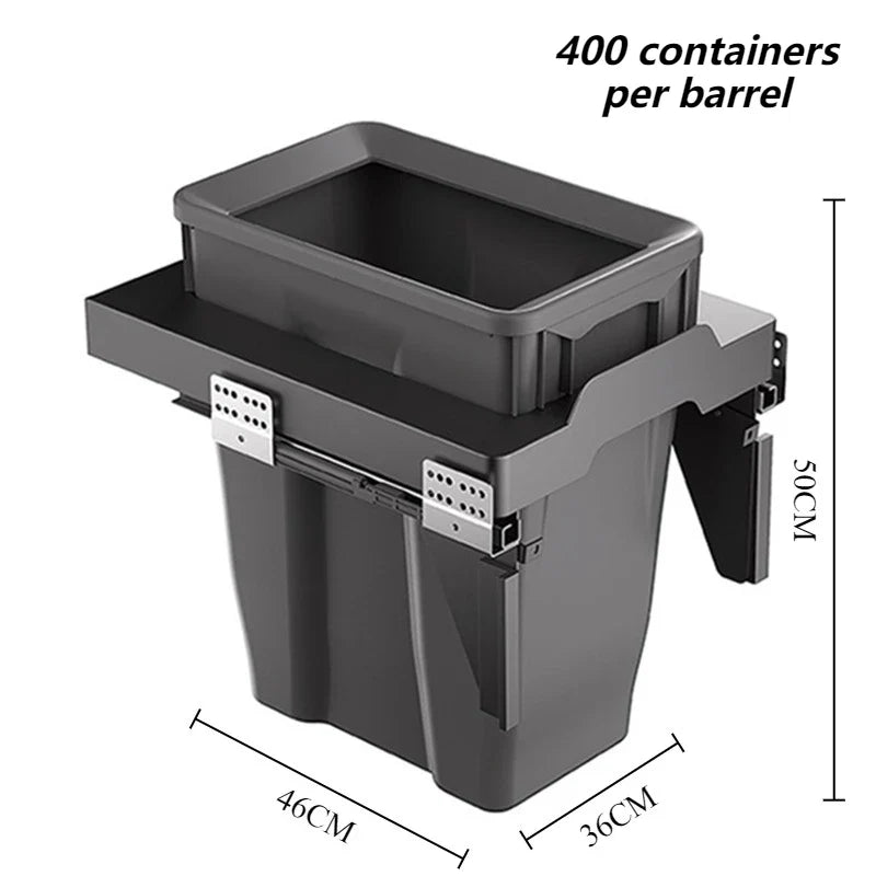 Large Capacity Waste Bins Food Waste Trash Can Kitchen Recycle Dustbin Built-in Cleaning Litter Bins Garbage Disposal Tools
