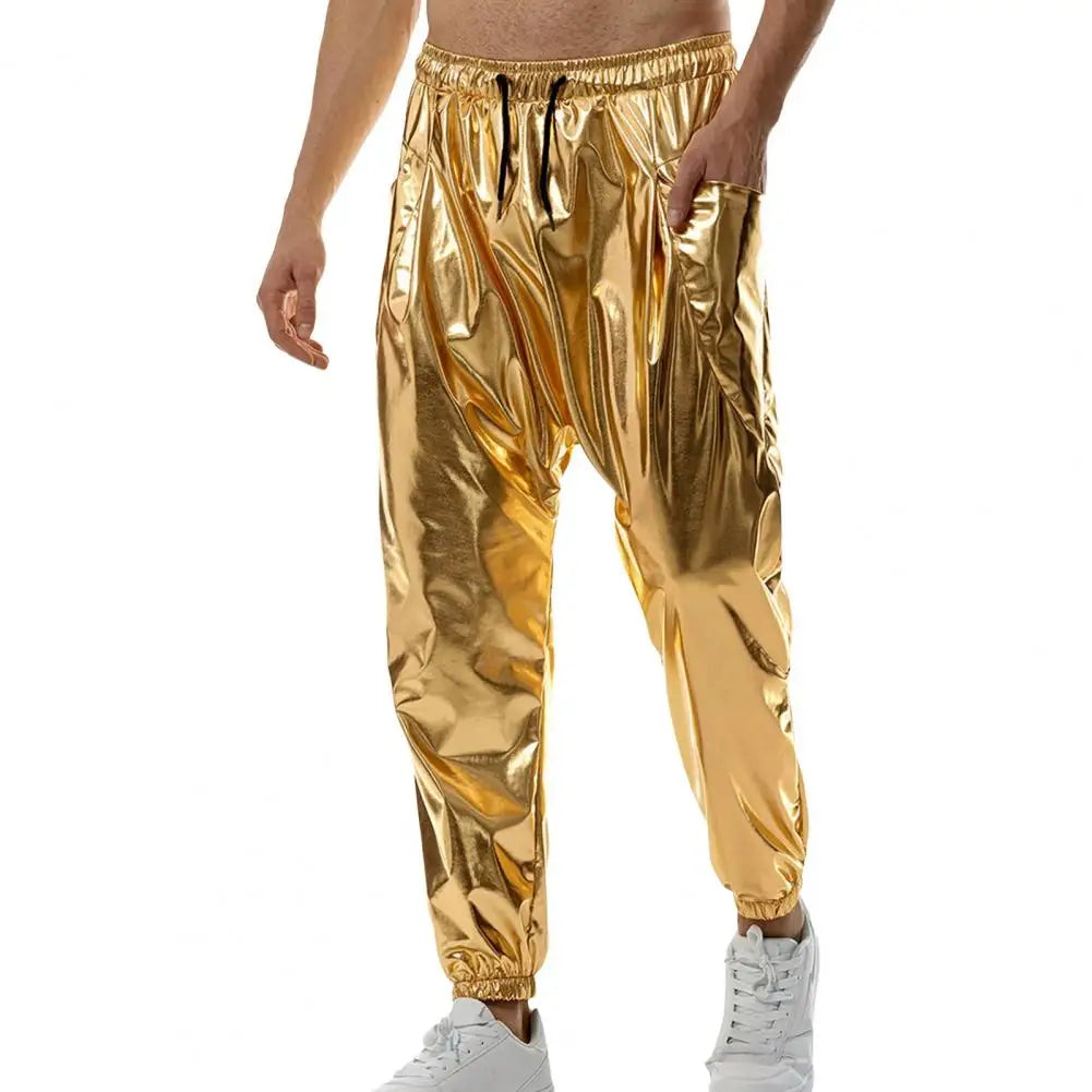 Gold Silver Metallic Shiny Sweatpants: Glam Rock Hip Hop Pants - Premium pants from Lizard Vigilante - Just $28.88! Shop now at Lizard Vigilante