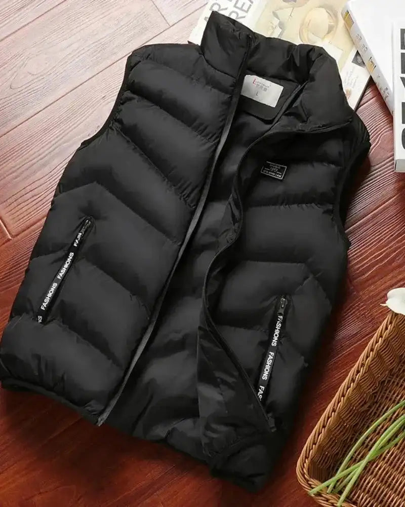 2024 New Puffer Sleeveless Coats Mens Solid Color Down Jacket Winter Warm Vest Jacket Men Waistcoat Outwear Windbreaker Clothing