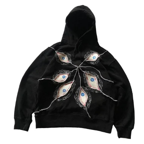 Y2K American Goth 3D Patchwork Hoodie – Retro Hip Hop Streetwear Outerwear for Men