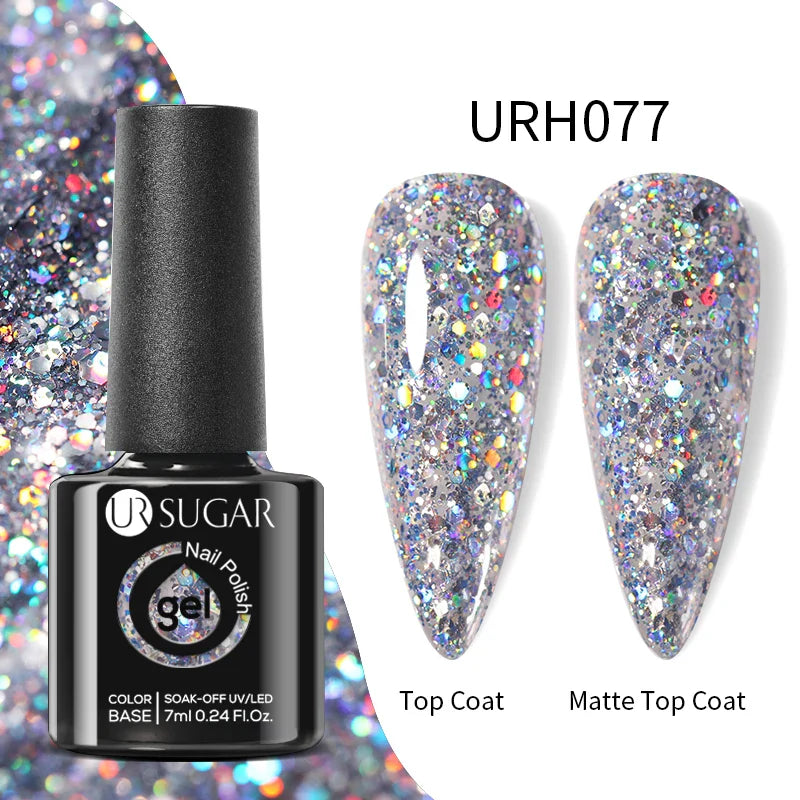 UR SUGAR Blue Color Rubber Base Gel Nail Polish Gold Glitter Base Gel Top Coat Soak Off UV LED Gel Nail Art Varnish Manicure