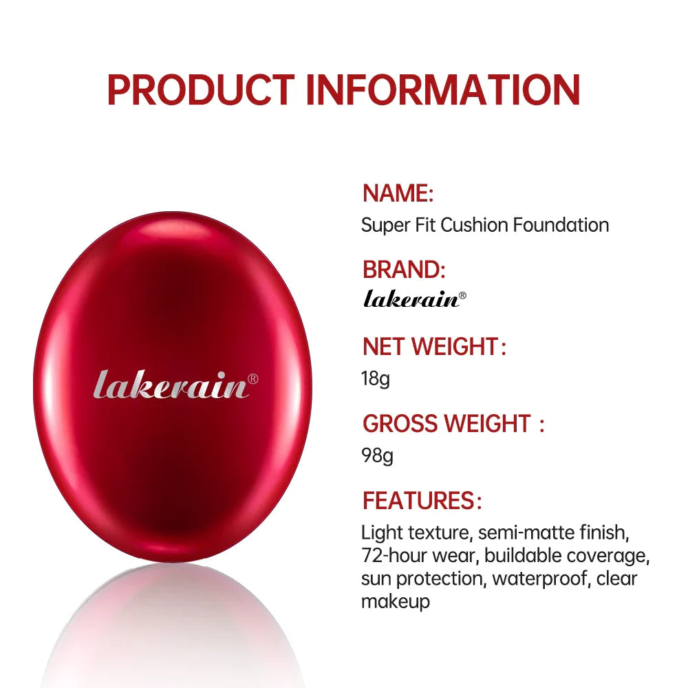 Lakerain Sunscreen Cushion Foundation  Waterproof Long-lasting Brighten Foundation Cream Women Base Makeup Face Korean Cosmetics