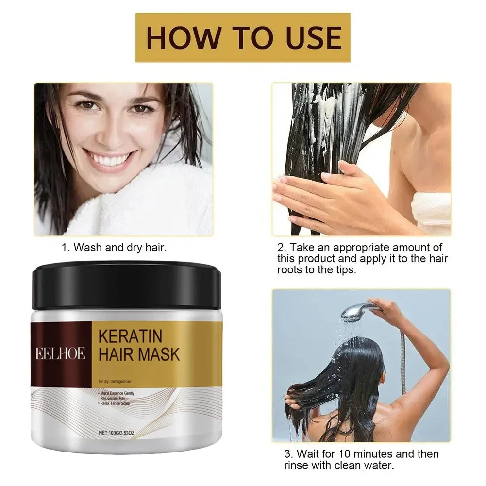Collagen Hair Mask Keratin Hair Treatment Deep Repair Argan Oil Collagen Essence Keratin Conditioner For Dry Damaged Hair 100G