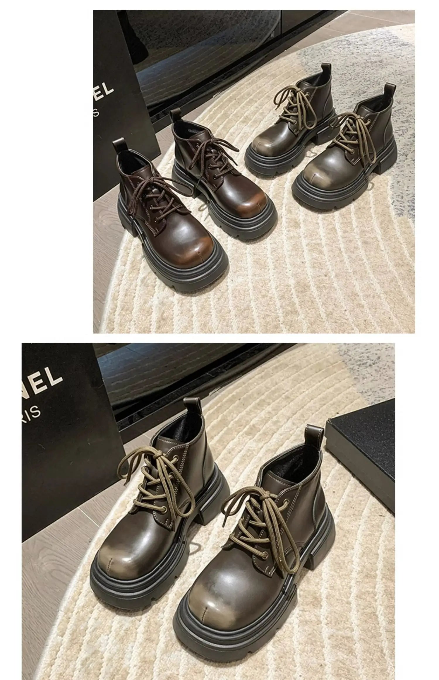 Women’s Lace-Up Ankle Boots – Med Hoof Heel Lolita Rock Round Toe PU Leather Winter Footwear | Solid Rubber Sole, Handmade Classic Street Style - Premium boot from dsers - Just $96.66! Shop now at Lizard Vigilante