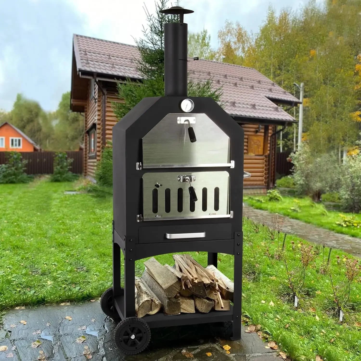 Epic Backyard Blaze Outdoor Pizza Oven – Portable Wood-Fired Grill with Wheels & Waterproof Cover for Patio Pizza Parties - Premium pizza oven from Lizard Vigilante - Just $301.08! Shop now at Lizard Vigilante