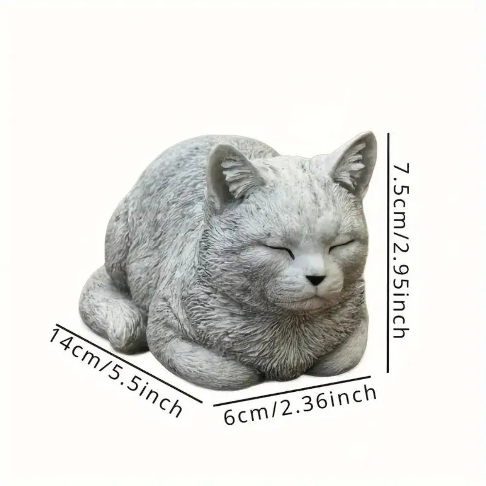 Cat Ornament Resin Cat Statue Realistic Unique Animal Figurines Cartoon Cat Sculpture Courtyard