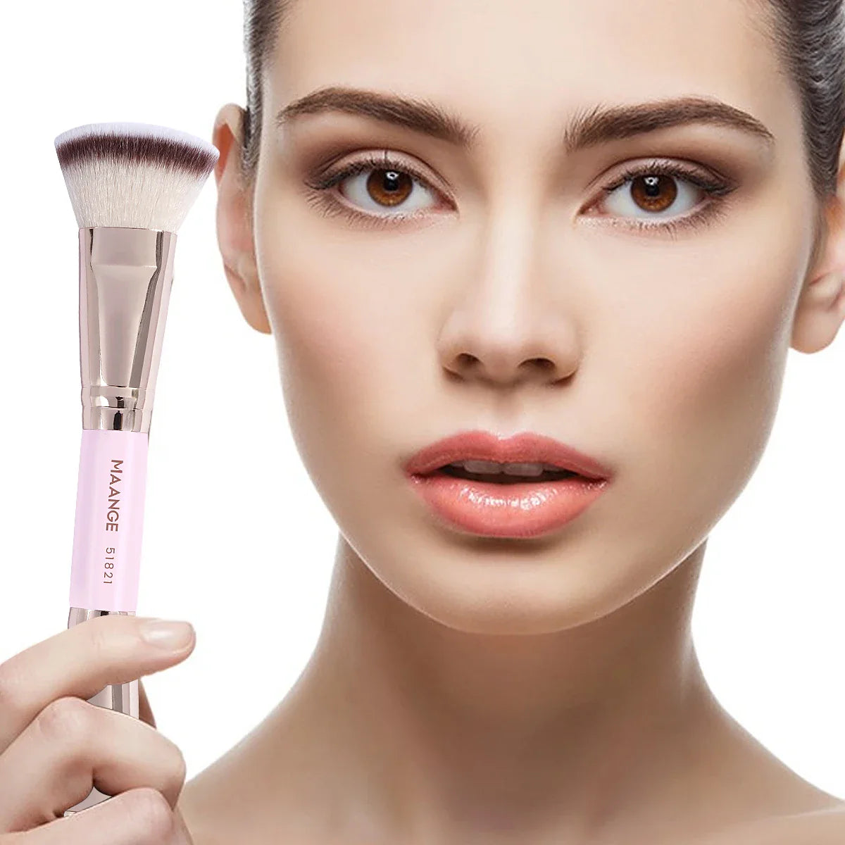 MAANGE 2PCS Foundation Brush Set for Liquid Cream Powder Contour Buffing Blending Concealer Face Brush Cosmetic Makeup Tools